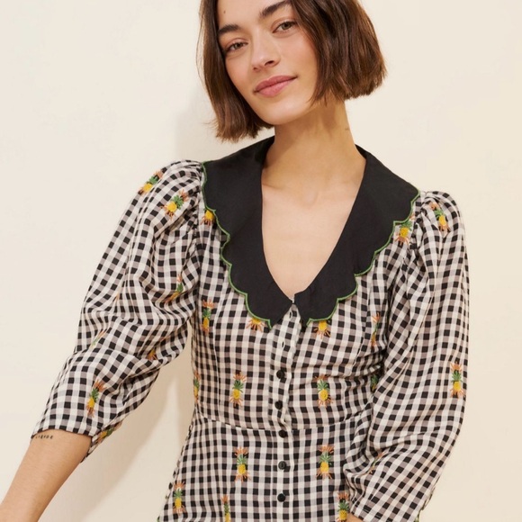 FARM Rio Tops - FARM Rio Linen Blend Gingham Top